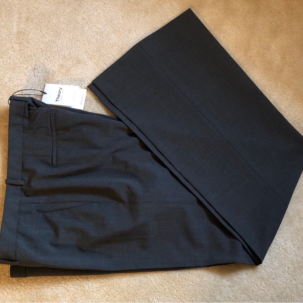 Theory Charcoal Melange Traceable Wool Women's Pants -Size 18 -NWT
